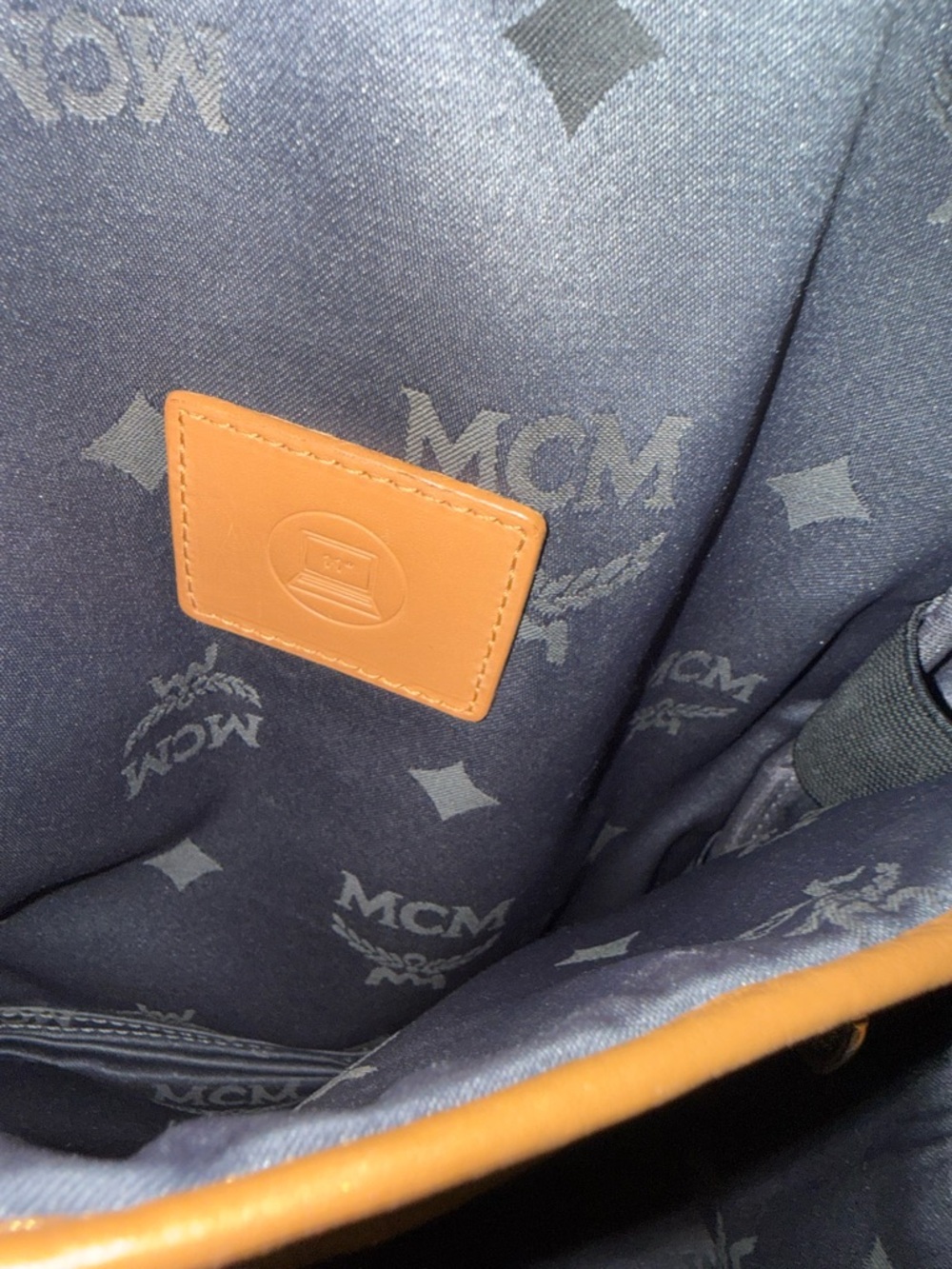 MCM Cognac Visetos Mini Backpack with Gold and Black Studs - Picture 7 of 11